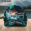 BlueJose Fishing Teal Water Splash Honeycomb Grid Pattern Fish Hooks Personalized Cap (13 Breeds)