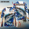 BlueJose Fishing White Blue Orange Digital Camo Bass Splash Design Custom Name & Team Name 3D Shirts (12 Breeds)