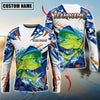 BlueJose Fishing White Blue Orange Digital Camo Bass Splash Design Custom Name & Team Name 3D Shirts (12 Breeds)