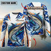 BlueJose Fishing White Blue Orange Digital Camo Bass Splash Design Custom Name & Team Name 3D Shirts (12 Breeds)