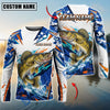 BlueJose Fishing White Blue Orange Digital Camo Bass Splash Design Custom Name & Team Name 3D Shirts (12 Breeds)