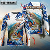 BlueJose Fishing White Blue Orange Digital Camo Bass Splash Design Custom Name & Team Name 3D Shirts (12 Breeds)