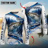 BlueJose Fishing Pine Forest Water Splash White Blue Curved Panels Honeycomb Mesh Custom Name & Team Name 3D Shirts (12 Breeds)