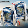 BlueJose Fishing Pine Forest Water Splash White Blue Curved Panels Honeycomb Mesh Custom Name & Team Name 3D Shirts (12 Breeds)