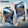 BlueJose Fishing Pine Forest Water Splash White Blue Curved Panels Honeycomb Mesh Custom Name & Team Name 3D Shirts (12 Breeds)