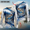 BlueJose Fishing Pine Forest Water Splash White Blue Curved Panels Honeycomb Mesh Custom Name & Team Name 3D Shirts (12 Breeds)