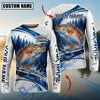 BlueJose Fishing Pine Forest Water Splash White Blue Curved Panels Honeycomb Mesh Custom Name & Team Name 3D Shirts (12 Breeds)