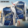 BlueJose Fishing Pine Forest Night Reflection White Fish Scale Texture Blue Panels Custom Name & Team Name 3D Shirts (12 Breeds)