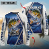 BlueJose Fishing Pine Forest Night Reflection White Fish Scale Texture Blue Panels Custom Name & Team Name 3D Shirts (12 Breeds)