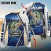 BlueJose Fishing Pine Forest Night Reflection White Fish Scale Texture Blue Panels Custom Name & Team Name 3D Shirts (12 Breeds)