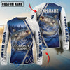 BlueJose Fishing Pine Forest Night Reflection White Fish Scale Texture Blue Panels Custom Name & Team Name 3D Shirts (12 Breeds)