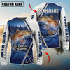 BlueJose Fishing Pine Forest Night Reflection White Fish Scale Texture Blue Panels Custom Name & Team Name 3D Shirts (12 Breeds)
