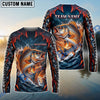 BlueJose Fishing Black Red Camo Monster Fang Bass Fire Wave Design Custom Name & Team Name 3D Shirts (12 Breeds)