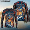 BlueJose Fishing Black Red Camo Monster Fang Bass Fire Wave Design Custom Name & Team Name 3D Shirts (12 Breeds)