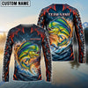BlueJose Fishing Black Red Camo Monster Fang Bass Fire Wave Design Custom Name & Team Name 3D Shirts (12 Breeds)