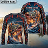 BlueJose Fishing Black Red Camo Monster Fang Bass Fire Wave Design Custom Name & Team Name 3D Shirts (12 Breeds)