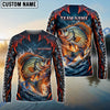 BlueJose Fishing Black Red Camo Monster Fang Bass Fire Wave Design Custom Name & Team Name 3D Shirts (12 Breeds)