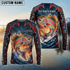 BlueJose Fishing Black Red Camo Monster Fang Bass Fire Wave Design Custom Name & Team Name 3D Shirts (12 Breeds)