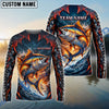 BlueJose Fishing Black Red Camo Monster Fang Bass Fire Wave Design Custom Name & Team Name 3D Shirts (12 Breeds)