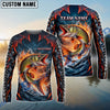 BlueJose Fishing Black Red Camo Monster Fang Bass Fire Wave Design Custom Name & Team Name 3D Shirts (12 Breeds)