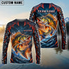 BlueJose Fishing Black Red Camo Monster Fang Bass Fire Wave Design Custom Name & Team Name 3D Shirts (12 Breeds)