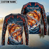 BlueJose Fishing Black Red Camo Monster Fang Bass Fire Wave Design Custom Name & Team Name 3D Shirts (12 Breeds)