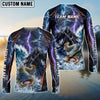 BlueJose Fishing Purple Black Thunder Lightning Grim Reaper Design Custom Name & Team Name 3D Shirts (12 Breeds)