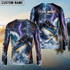 BlueJose Fishing Purple Black Thunder Lightning Grim Reaper Design Custom Name & Team Name 3D Shirts (12 Breeds)