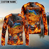 BlueJose Fishing Black Orange Fire Flame Skull Design Custom Name & Team Name 3D Shirts (12 Breeds)