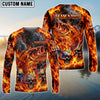 BlueJose Fishing Black Orange Fire Flame Skull Design Custom Name & Team Name 3D Shirts (12 Breeds)