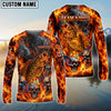 BlueJose Fishing Black Orange Fire Flame Skull Design Custom Name & Team Name 3D Shirts (12 Breeds)