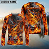 BlueJose Fishing Black Orange Fire Flame Skull Design Custom Name & Team Name 3D Shirts (12 Breeds)
