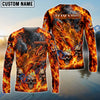 BlueJose Fishing Black Orange Fire Flame Skull Design Custom Name & Team Name 3D Shirts (12 Breeds)