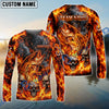 BlueJose Fishing Black Orange Fire Flame Skull Design Custom Name & Team Name 3D Shirts (12 Breeds)