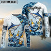 BlueJose Fishing Blue Camo Beer Angler Brew Bubble Design Custom Name & Team Name 3D Shirts (12 Breeds)