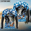 BlueJose  Fishing Blue Geometric Camo Bass Beer Anchor Splash Design Custom Name & Team Name 3D Shirts (12 Breeds)