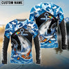 BlueJose  Fishing Blue Geometric Camo Bass Beer Anchor Splash Design Custom Name & Team Name 3D Shirts (12 Breeds)