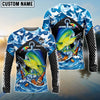 BlueJose  Fishing Blue Geometric Camo Bass Beer Anchor Splash Design Custom Name & Team Name 3D Shirts (12 Breeds)