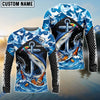 BlueJose  Fishing Blue Geometric Camo Bass Beer Anchor Splash Design Custom Name & Team Name 3D Shirts (12 Breeds)