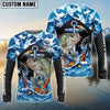 BlueJose  Fishing Blue Geometric Camo Bass Beer Anchor Splash Design Custom Name & Team Name 3D Shirts (12 Breeds)