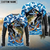 BlueJose  Fishing Blue Geometric Camo Bass Beer Anchor Splash Design Custom Name & Team Name 3D Shirts (12 Breeds)