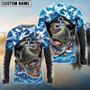 BlueJose  Fishing Blue Geometric Camo Bass Beer Anchor Splash Design Custom Name & Team Name 3D Shirts (12 Breeds)