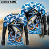 BlueJose  Fishing Blue Geometric Camo Bass Beer Anchor Splash Design Custom Name & Team Name 3D Shirts (12 Breeds)