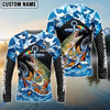 BlueJose  Fishing Blue Geometric Camo Bass Beer Anchor Splash Design Custom Name & Team Name 3D Shirts (12 Breeds)
