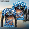 BlueJose  Fishing Blue Geometric Camo Bass Beer Anchor Splash Design Custom Name & Team Name 3D Shirts (12 Breeds)