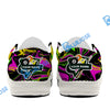 BlueJose Billiards 8 Ball Graffiti Paint Splash White Canvas Loafer Shoes