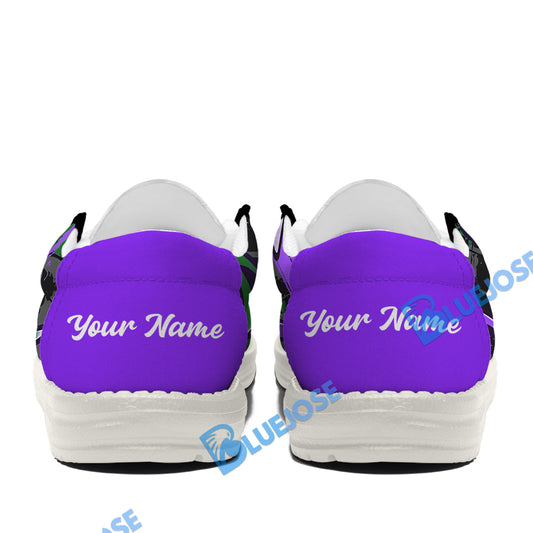 BlueJose Billiards Ball 8 Graffiti Street White Purple Green Canvas Loafer Shoes