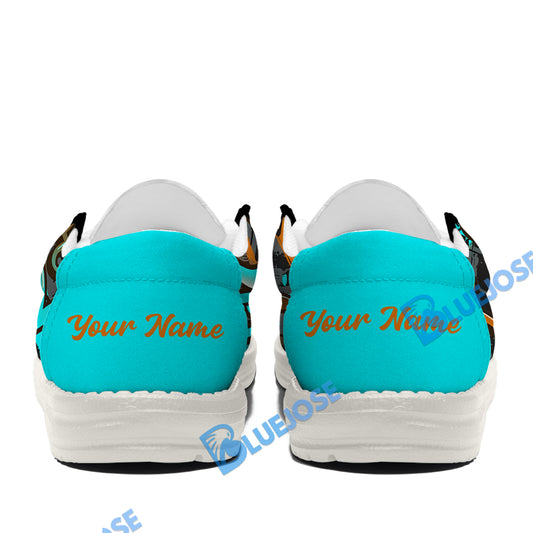 BlueJose Billiards Ball 8 Graffiti Street White Orange Cyan Canvas Loafer Shoes