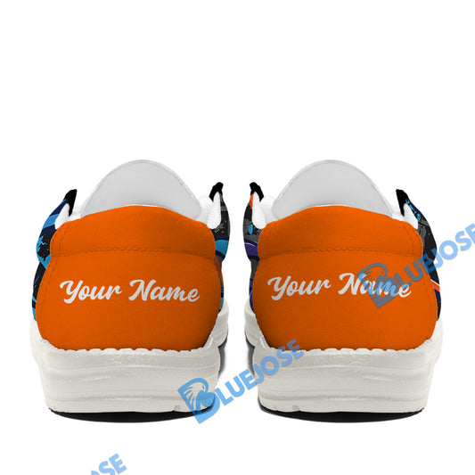 BlueJose Billiards Ball 8 Graffiti Street White Orange Blue Canvas Loafer Shoes