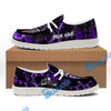 BlueJose Billiards Ball 8 Fire Skull US Flag Purple White Canvas Loafer Shoes